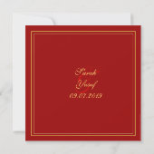 Invitation Rouge et mariage musulman d'or (Dos)