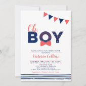 Invitation Rouge et Marine | Typographie moderne Baby shower  (Devant)