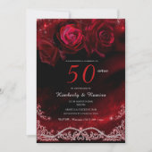 Invitation Rouge et Noir 50e Anniversaire de Mariage (Devant)