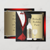 Invitation Rouge et noir âge à la perfection fête d'anniversa (Devant / Derrière)