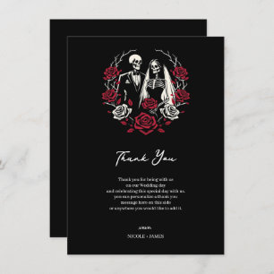Invitation Rouge et noir blanc Rose Squelette Mariage Merci