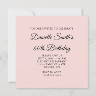 Invitation Rouge et Noir Élégant Script 60e Anniversaire
