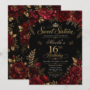 Invitation Rouge et Noir Sweet Sixteen