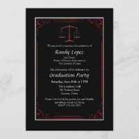 Invitation rouge et noire d'échelle de justice