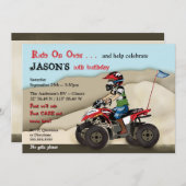 Invitation rouge et noire d'enfant d'ATV (Devant / Derrière)