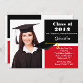 Invitation rouge et noire d'obtention du diplôme (Devant / Derrière)