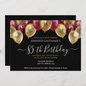 Invitation rouge et or de la fête du 85e anniversa (Devant / Derrière)