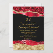 Invitation Rouge et or Glam Tears Anniversaire (Devant)