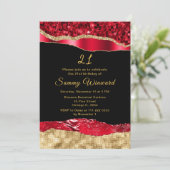 Invitation Rouge et or Glam Tears Anniversaire (Debout devant)