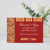 Invitation Rouge et or paisley Save the date mariage (Debout devant)