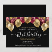 Invitation rouge et or pour la fête des 80 ans (Devant / Derrière)