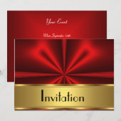 Invitation rouge et or pour toute fête (Devant / Derrière)