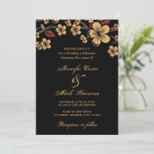 Invitation Rouge et or Sakura Cherry Blossom Mariage (Debout devant)