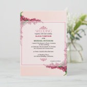 Invitation Rouge et rose clair Floral Rustique Mariage (Debout devant)