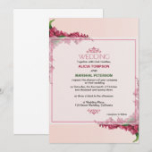 Invitation Rouge et rose clair Floral Rustique Mariage (Devant / Derrière)