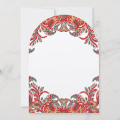 Invitation Rouge et Turquoise Vintage Paisley Peacock Mariage (Dos)