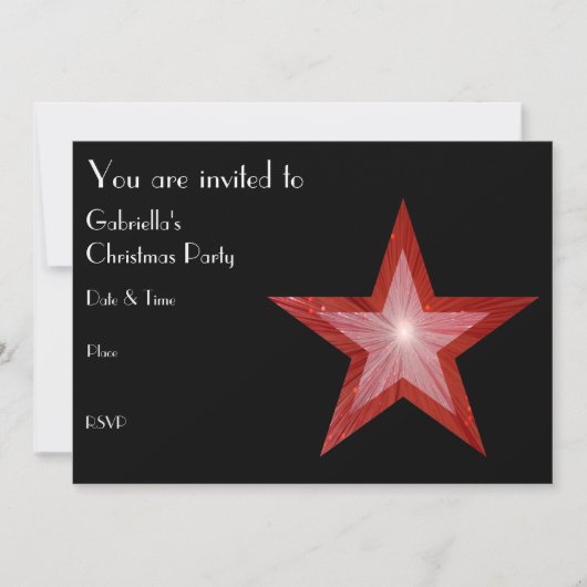 Invitation Rouge étoile texte avant de l'invitation (Devant)