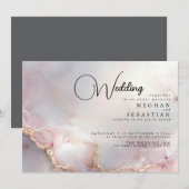 Invitation Rouge Exotique Opale Marbrée (Devant / Derrière)