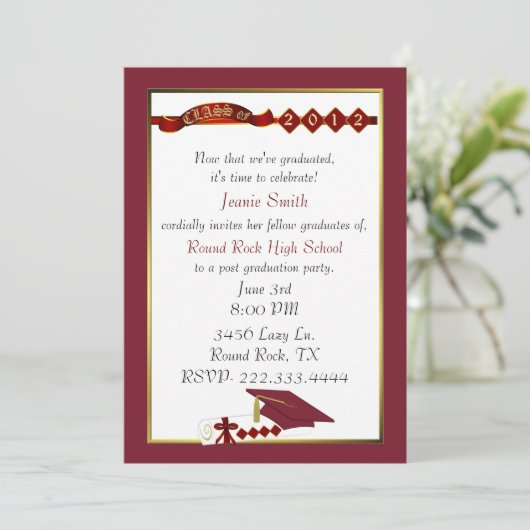 Invitation rouge faite sur commande de fête de (Debout devant)