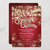 Invitation Rouge fantaisie élégante String lumières or brilla (Devant / Derrière)