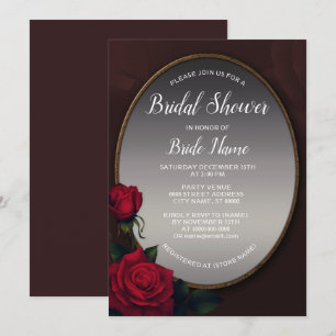 Invitation Rouge Fard Floral Gris Argent Miroir Mariage