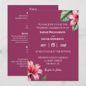 Invitation Rouge Fard Rose Floral (Devant / Derrière)