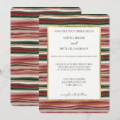 Invitation Rouge Fard Vert Rose Or Rayures Mariage (Devant / Derrière)