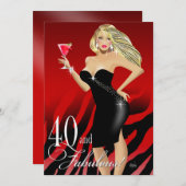 Invitation Rouge fascinant de l'anniversaire | de bombe (Devant / Derrière)