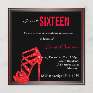 Invitation rouge fascinant de sweet sixteen de