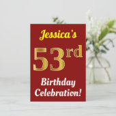 Invitation Rouge, Faux Gold 53ème anniversaire Célébration +  (Debout devant)