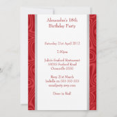 Invitation Rouge Faux Soie Blanc Argent 18ème anniversaire (Dos)