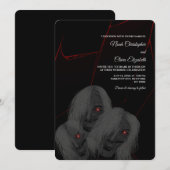 Invitation Rouge Feu Fantômes Gothique Noir Halloween Sombre (Devant / Derrière)