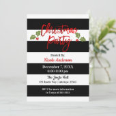 Invitation Rouge Feuille Chic Brillant Écriture Moderne Fête (Debout devant)