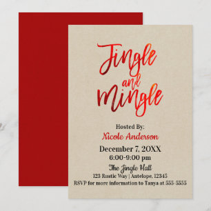 Invitation Rouge Feuille Moderne et Élégant Soirée Jingle & M