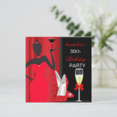 Invitation Rouge flamboyant talons hauts Anniversaire Fille F (Debout devant)