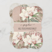 Invitation Rouge Fleur Tropical Orchidée Demoiselle d'Honneur (Devant / Derrière)