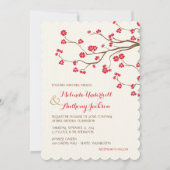 Invitation Rouge fleurs de cerisiers (Devant)