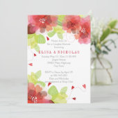 Invitation Rouge, fleurs roses fleuries mariages douche (Debout devant)