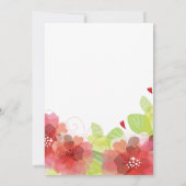 Invitation Rouge, fleurs roses fleuries mariages douche (Dos)