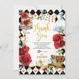 Invitation Rouge Floral Alice au pays des merveilles