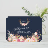 Invitation Rouge Floral Andouillers Seras-Tu Ma Demoiselle D' (Debout devant)