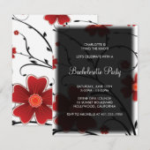 Invitation rouge floral; bachelorette (Devant / Derrière)