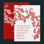 Invitation Rouge Floral Boho Peacock Eastern Chic Mariage asi<br><div class="desc">Elégant design de paon rouge bohème avec des détails floraux et une queue en cachemire. Un design mariage à thème oriental ou asiatique très unique, chic et classe pour le couple moderne et élégant. Conçu par fat*fa*tin. Facile à customiser avec votre propre texte, photo ou image. Pour des demandes personnalisées,...</div>