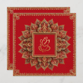 Invitation Rouge Floral ethnie Ganesh Mariage indien (Devant / Derrière)