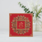 Invitation Rouge Floral ethnie Ganesh Mariage indien (Debout devant)