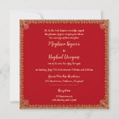 Invitation Rouge Floral ethnie Ganesh Mariage indien (Dos)