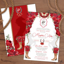 Rouge Floral Ouest Charro Quinceañera