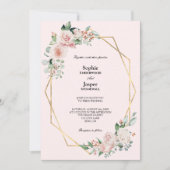 Invitation Rouge Floral Rose Simple Tout En Un Mariage (Devant)