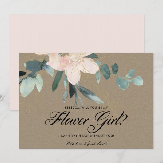 INVITATION ROUGE FLORAL RUSTIQUE A L'AQUARELLE SOIS MA DEMOIS (Devant / Derrière)