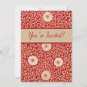 Invitation Rouge Floral Vibrant Ornate Classé Motif (Devant)